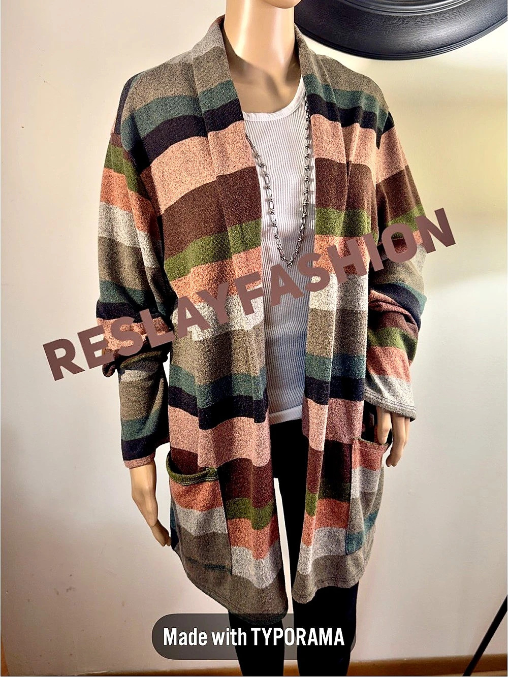 Vera California Striped Open Front Cardigan in Multicolor Like New
